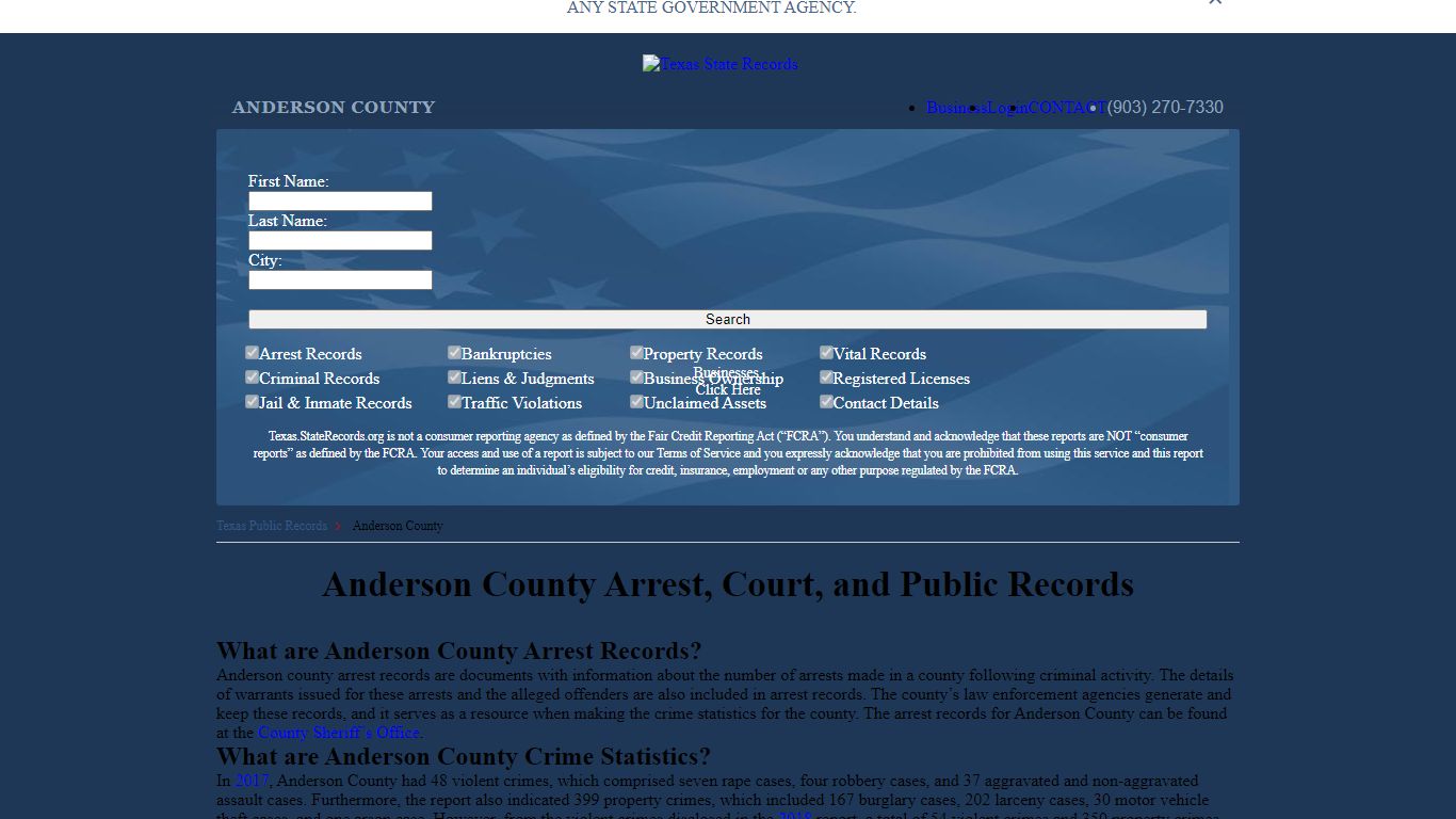 Anderson County Arrest, Court, and Public Records